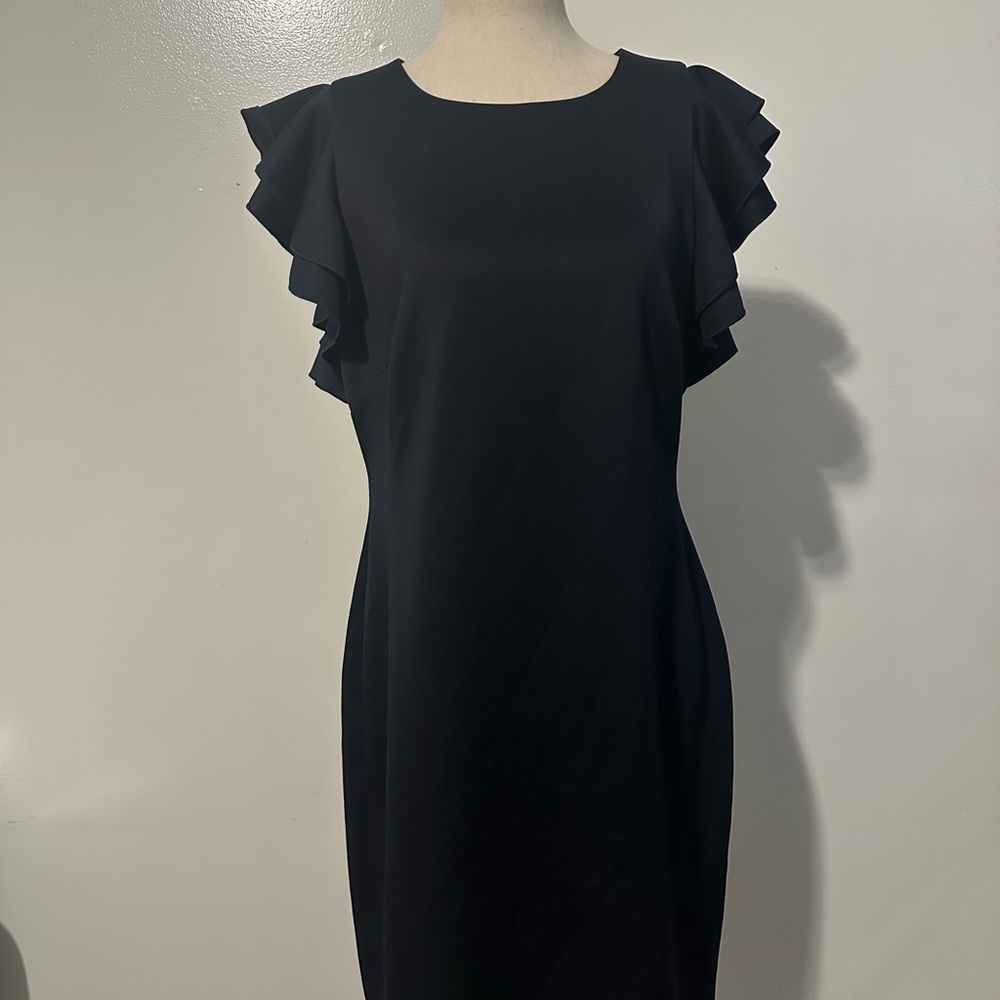 Elegant Black Ruffle Sleeve Dress